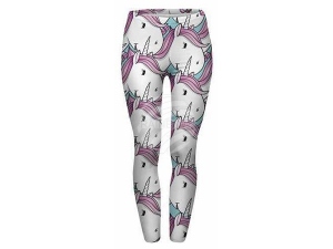 Damen Motiv Leggings Design Einhrner Farbe weiss