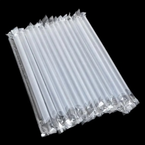 Bubble Tea straws REUSABLE plastic 12x200mm transparent wrapped