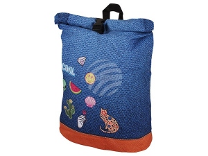 Backpack with roll closure Icons blue/multicolor