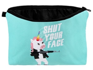 Bolsa de maquillaje con motivo Unicornio y Shut your face