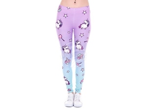 Damen Motiv Leggings Einhorn Sterne und Sssigkeiten