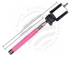 Selfie Stick pink Without cable release + packaging