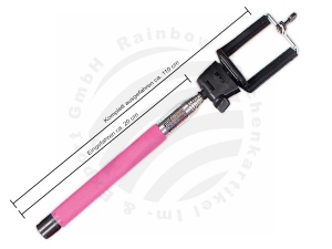 Selfie Stick pink Ohne Kabelauslser+Verpackung