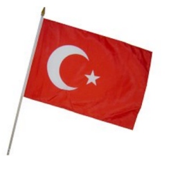 Flag at wood staff Turkey