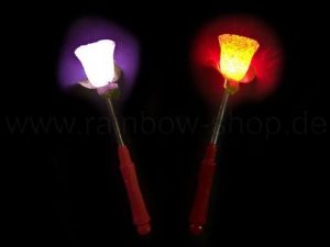 Leuchtstbe Metallfeder mit LED Rose in rosa oder rot