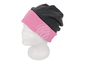 Long Beanie Slouch Turn Design anthracite/pink