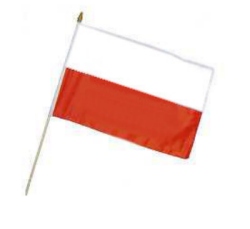 Flaga na drewnianym kiju Polska