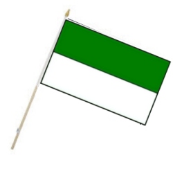 Flag at wood staff Contactor celebration green white