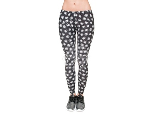 Damen Motiv Leggings Design Hanf schwarz weiss