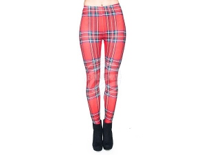 Ladies motive Leggings Design Tartan color red
