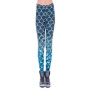 Damen Motiv Leggings Schuppenmuster weiss blau