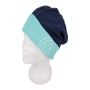 Long Beanie Slouch Turn Design navy blue/mint