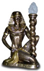 Pharaoh with lamp bronze gold 55 cm