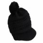 Knitted Hat with shield and pompom Model 31black