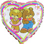 Foil balloon Heart 2 teddies