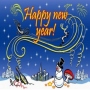 Fahne Happy New Year mit Schneemann