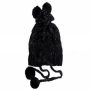 Knitted Hat with 2 pompoms Model 32 black