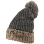 Knitted cap Long Beanie Slouch whit bobble gray, beige