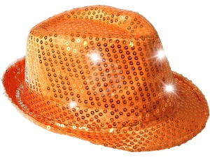 Trilby hat LED with sequins orange