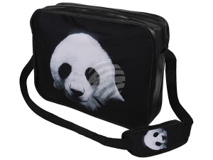 Messenger Bag Motiv Panda schwarz/wei