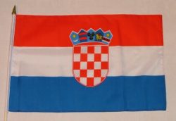 Flag at wood staff Croatia