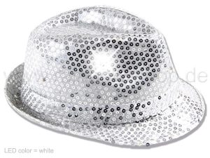 Trilby hat LED with sequins silver