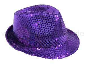 Trilby hat LED with sequins purple
