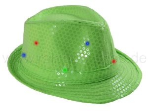 Trilby hat LED with sequins neon green