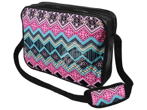 Messenger Bag Motif Aztecs pattern pink/turquoise