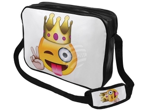 Messenger Bag Motiv Emoticon King wei/gelb